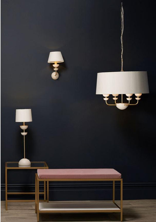 Lunar Brass & Ivory Silk & Gold Shade Pendant (With Shade Colour Options) - ID 10172