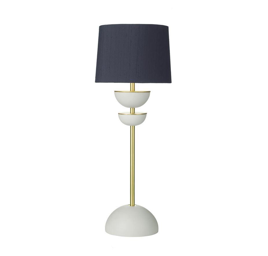 Lunar Brass/Ivory Table Light With Navy/Gold Shade (other shades & shade colours available) - ID 10175
