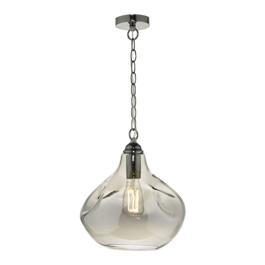Angrave Smoked Glass & Black Chrome Pendant - ID 9438