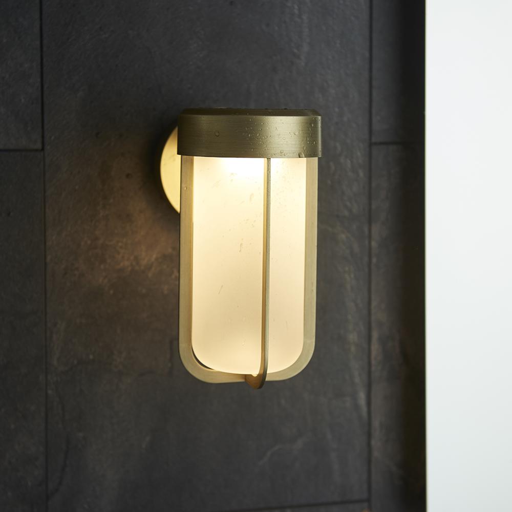 Die Cast IP44 LED Wall Light In Brushed Gold With Opal Glass  - ID 11067