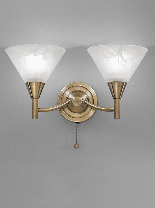 Keiss 2 Light Wall Bracket In Bronze finish with alabaster effect glasses - ID 1880