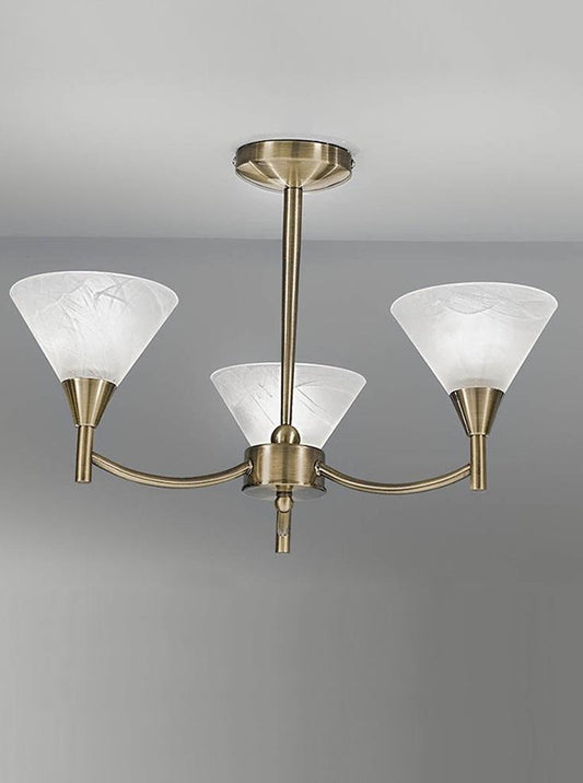 Keiss 3 Light Ceiling Light In Bronze finish with alabaster effect glasses - ID 1878