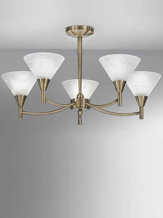 Keiss 5 Light Ceiling Light In Bronze finish with alabaster effect glasses - ID 1879