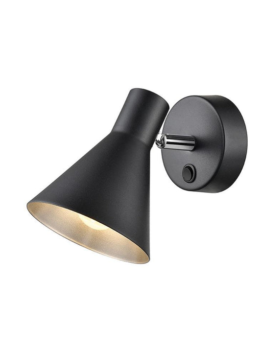 SKO Black & Silver Scooped Single Wall Light - 10996