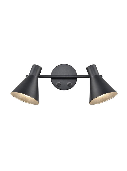 SKO Black & Silver Scooped Double Wall Light - 10997