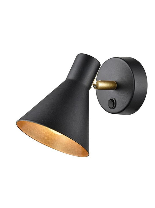 SKO Black & Gold Scooped Single Wall Light - 10992