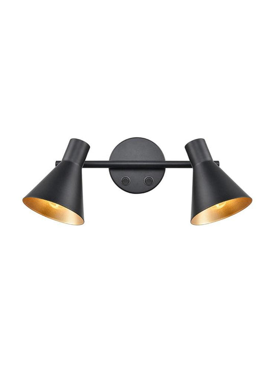 SKO Black & Gold Scooped Double Wall Light - 10993