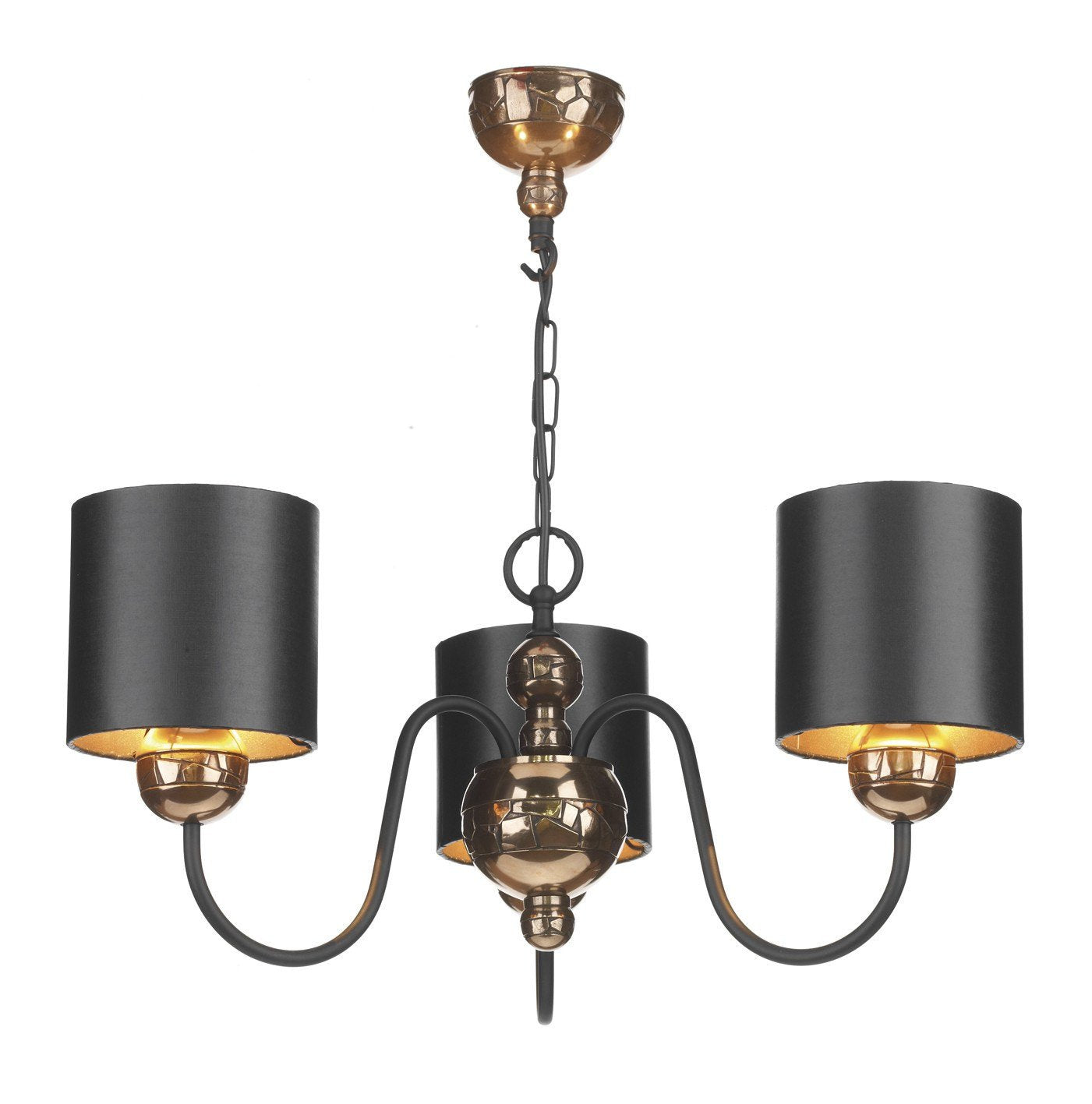 Garbo Bronze & Black 3 Lamp Chandelier - London Lighting - 1
