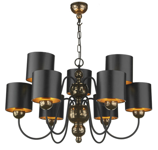 Garbo Bronze & Black  9 Lamp Chandelier - London Lighting - 1