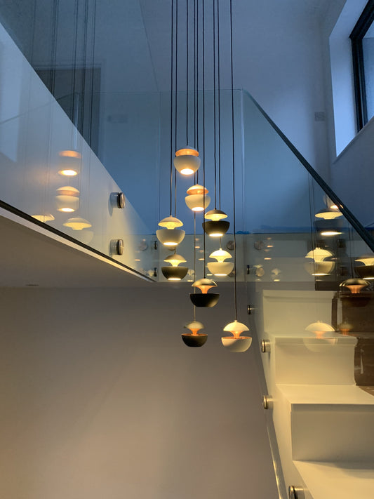 9 Lamp Mini Aluminium Globe Round Canopy Multiple Pendant - ID 6590