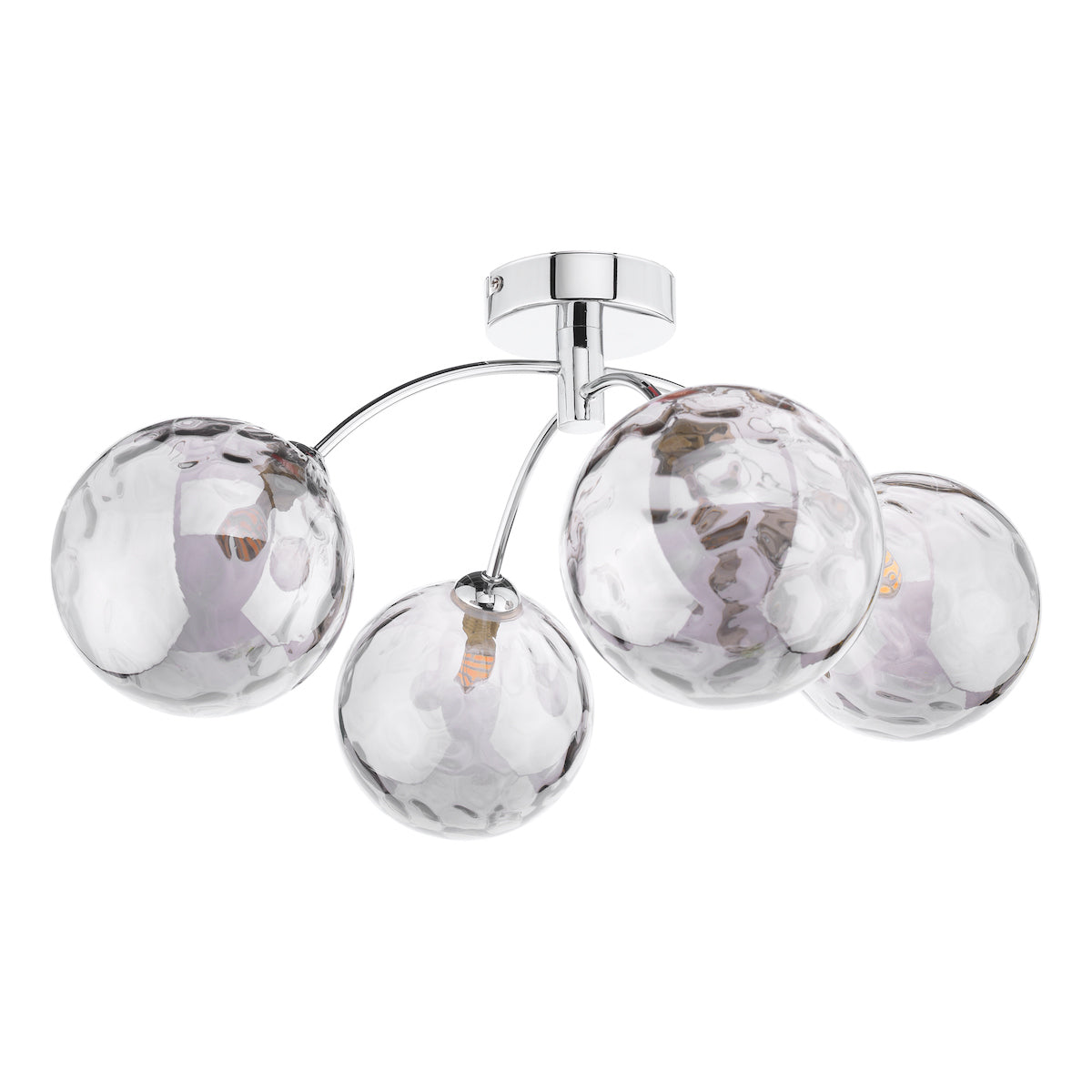 DIMPLE 4 Light Semi-Flush In Polished Chrome With Smoked Dimpled Glass - ID 12204