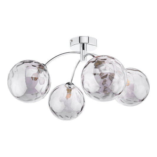 DIMPLE 4 Light Semi-Flush In Polished Chrome With Smoked Dimpled Glass - ID 12204