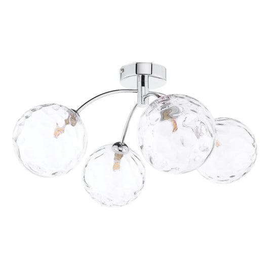 DIMPLE 4 Light Semi-Flush In Polished Chrome With Clear Dimpled Glass - ID 12203