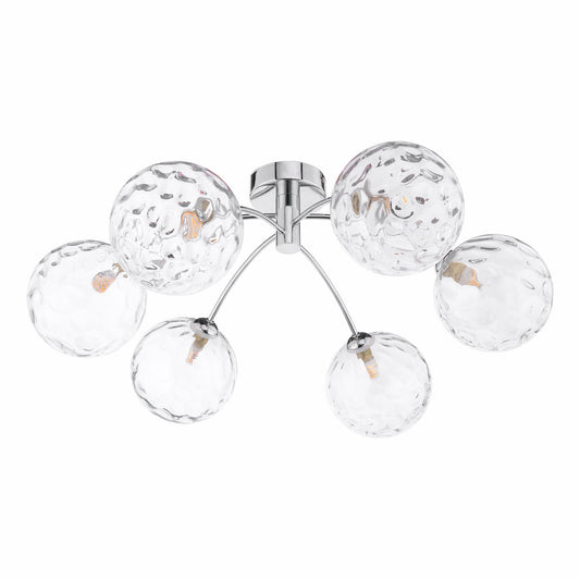 DIMPLE 6 Light Semi-Flush In Polished Chrome With Clear Dimpled Glass - ID 12201