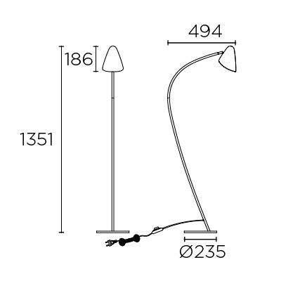GAN Black Aluminium & Gold Adjustable Floor Light - ID 10727