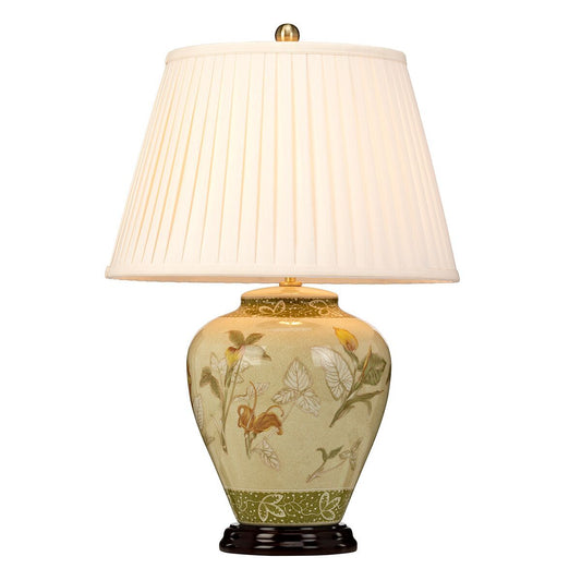 Archway Porcelain Green and Cream Table Lamp c/w shade - ID 8000