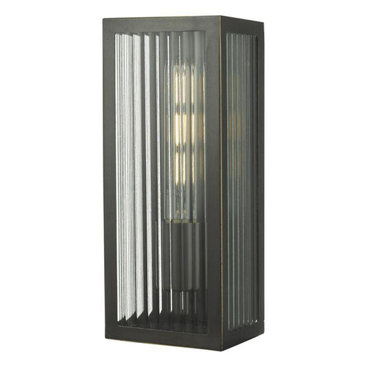 Halcrow Rubbed Bronze & Ribbed Glass Small Outdoor Wall Light - ID 9280