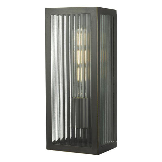 Bronzed Ribbed Glass Halcrow Rubbed Bronze & Ribbed Glass Small Outdoor Wall Light - ID 928 ...