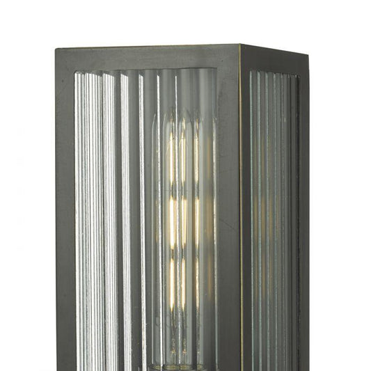 Halcrow Rubbed Bronze & Ribbed Glass Small Outdoor Wall Light - ID 9280