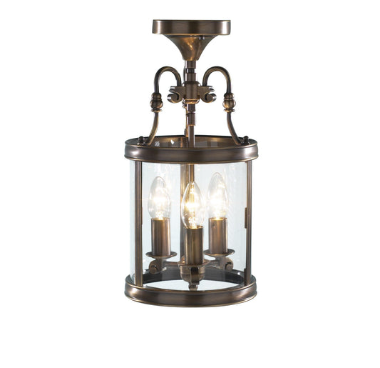 Lambeth Antique Brass Ceiling Lantern - London Lighting - 1
