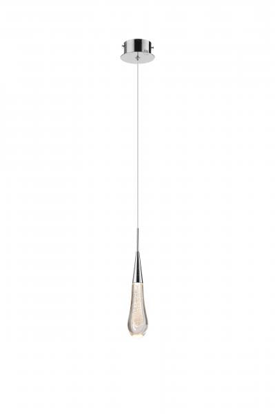 TOR Glass Droplet 1 Light Single Pendant With Chrome Detailing - ID 12242