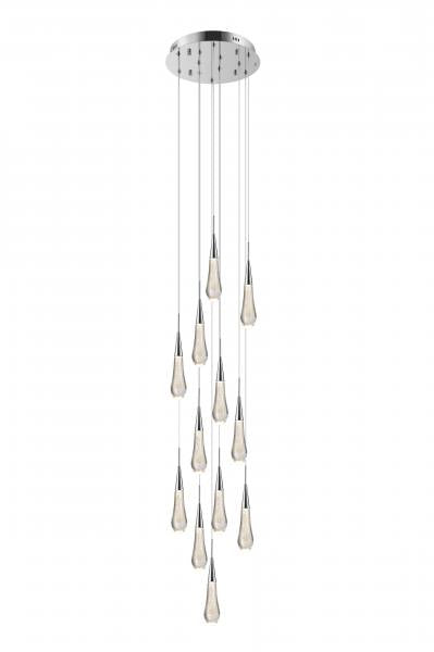 TOR Glass Droplet 12 Light Multi Pendant With Chrome Detailing - ID 12247