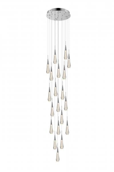 TOR Glass Droplet 20 Light Multi Pendant With Chrome Detailing - ID 12249