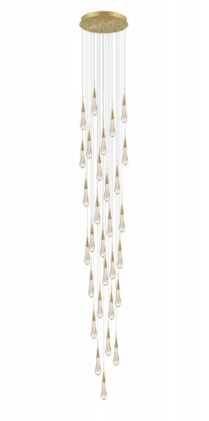 TOR Glass Droplet 30 Light Multi Pendant With Gold Detailing - ID 12254