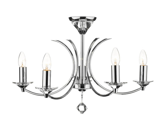 Medusa Chrome 5 Arm Chandelier - London Lighting - 1