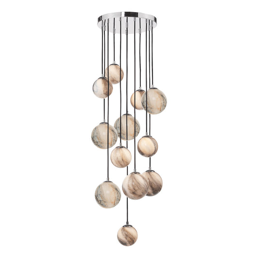 MIK 12 Light Glass & Chrome Planetary Multi Pendant - ID 12224