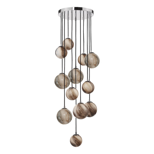 MIK 12 Light Glass & Chrome Planetary Multi Pendant - ID 12224