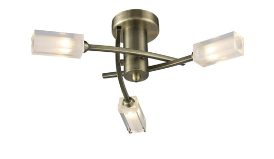 Morgan Antique Brass 3 Lamp Semi- Flush - London Lighting - 1