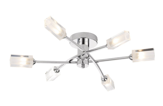 Morgan Polished Chrome 6 Lamp Semi-Flush - London Lighting - 1