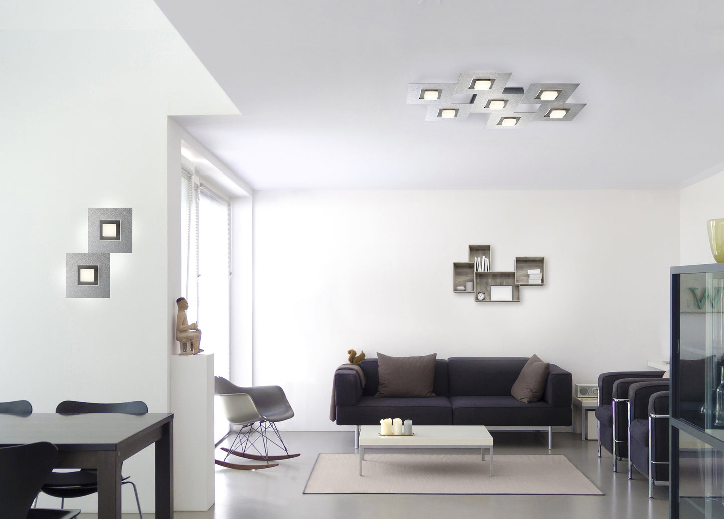 Grossmann KARREE Pearlescent Seven Lamp Wall / Ceiling Light - Colour Frame Options