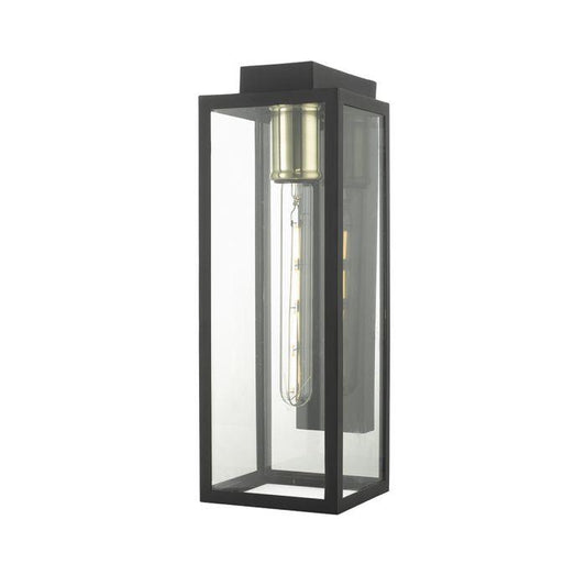 Hankins Matt Black & Tempered Glass Exterior Wall Light - ID 9279