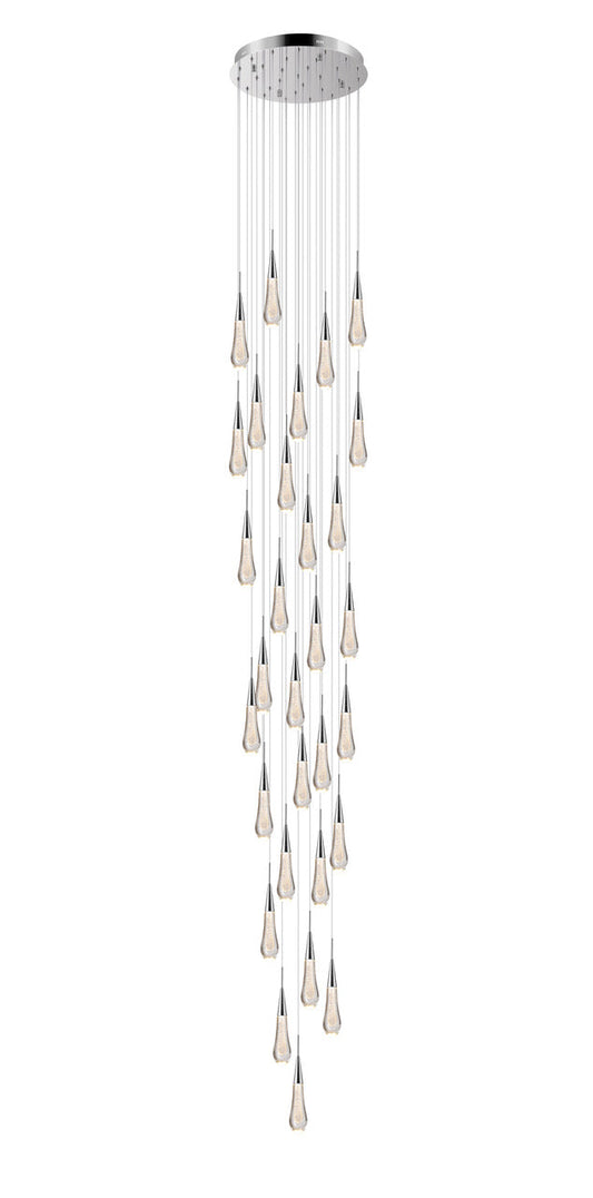 TOR Glass Droplet 30 Light Multi Pendant With Chrome Detailing - ID 12253