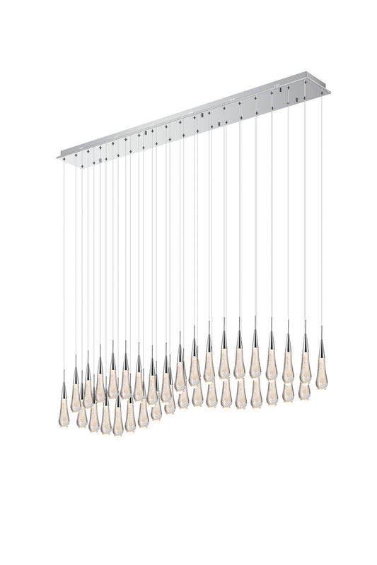 TOR Glass Droplet 36 Light Linear Pendant With Chrome Detailing - ID 12257