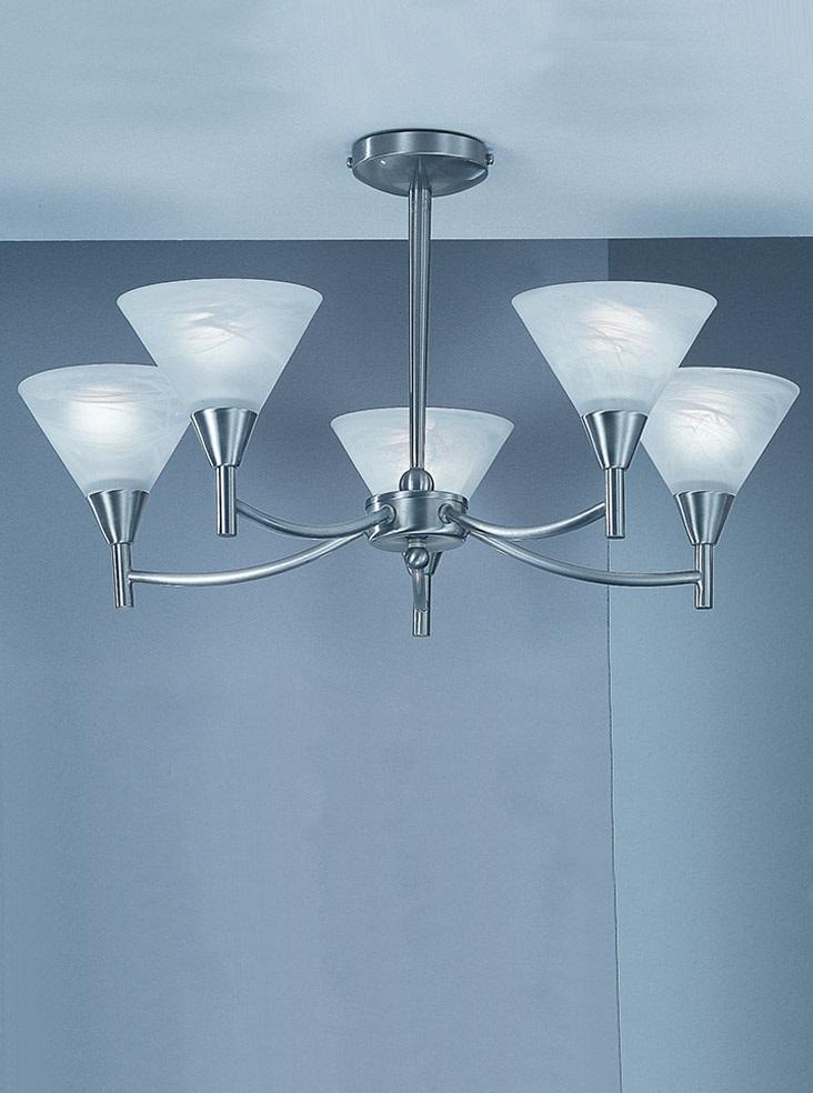 Keiss 5 Light Ceiling Light In Satin Nickel with Alabaster Glass - ID 1881