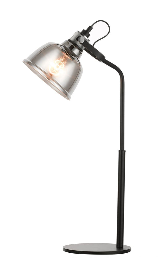 Knurled Black Metal Desk Lamp with Smoked Glass - ID 11516