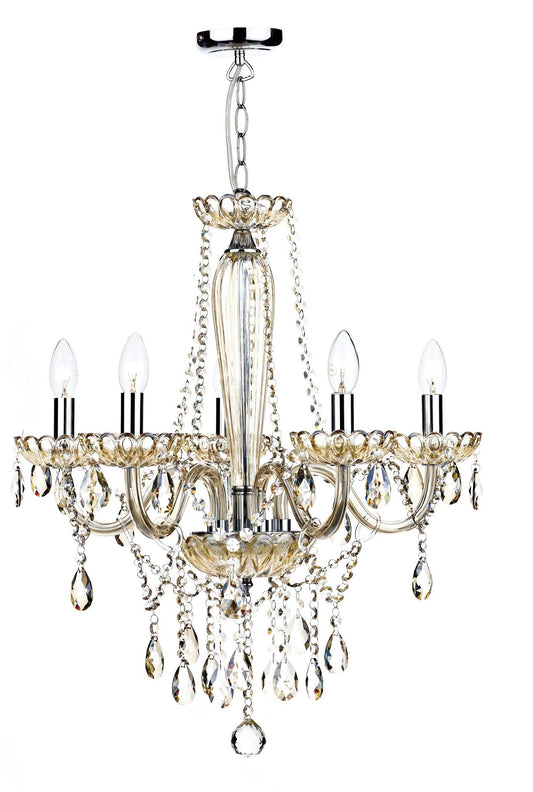 Raphael Champagne Gold 5 Lamp Chandelier - London Lighting - 1