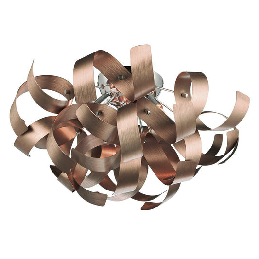 Rawley Satin Copper 4 Lights Ribbon Flush Light - London Lighting - 1