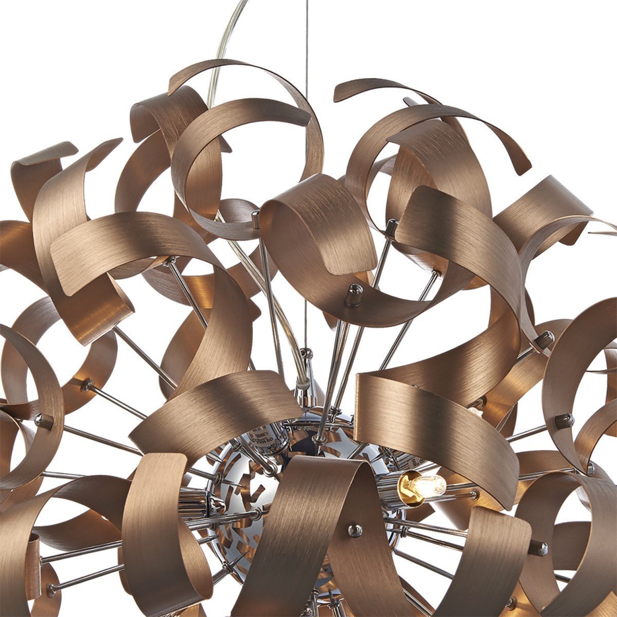 Rawley Satin Copper 9 Lights Ribbon Pendant Light - London Lighting - 4