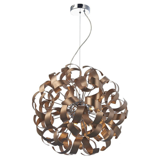 Rawley Satin Copper 9 Lights Ribbon Pendant Light - London Lighting - 1