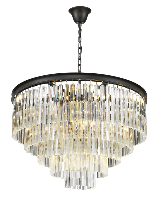 Hanmer Matt Black & Crystal Layered Chandelier - ID 9037