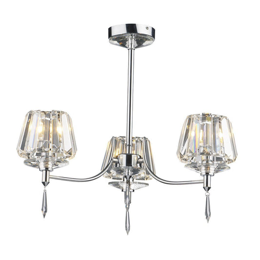 Selina Polished Chrome 3 Lights Semi-Flush - London Lighting - 1