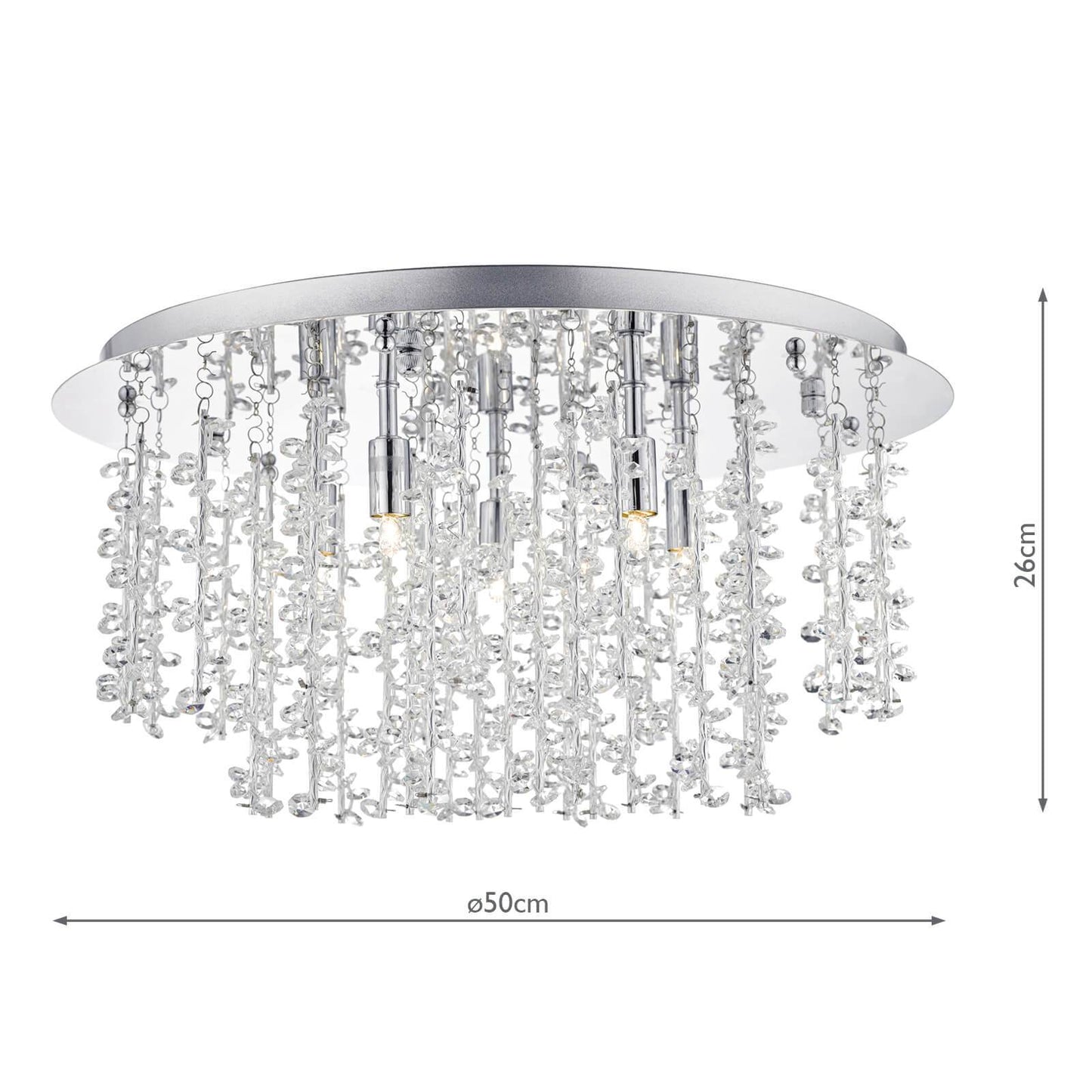 Oakleigh Polished Chrome & Crystal 5 Lamp Flush Ceiling Light - ID 5814 limited stock