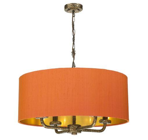 Sloane 4 Light Pendant Bronze With Orange & Gold Shade (other shade colours available) - ID 10242