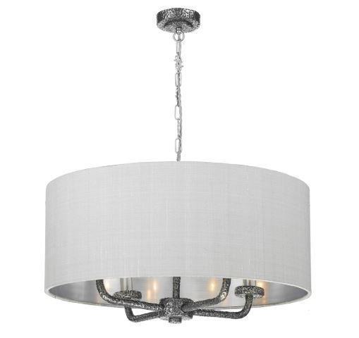 Sloane 4 Light Pendant Pewter With Grey & Silver Shade (other shade colours available) - ID 10243