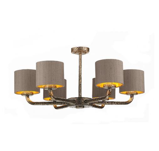 Sloane 6 Light Pendant Bronze With Truffle & Gold Shades (other shade colours available) - ID 10244