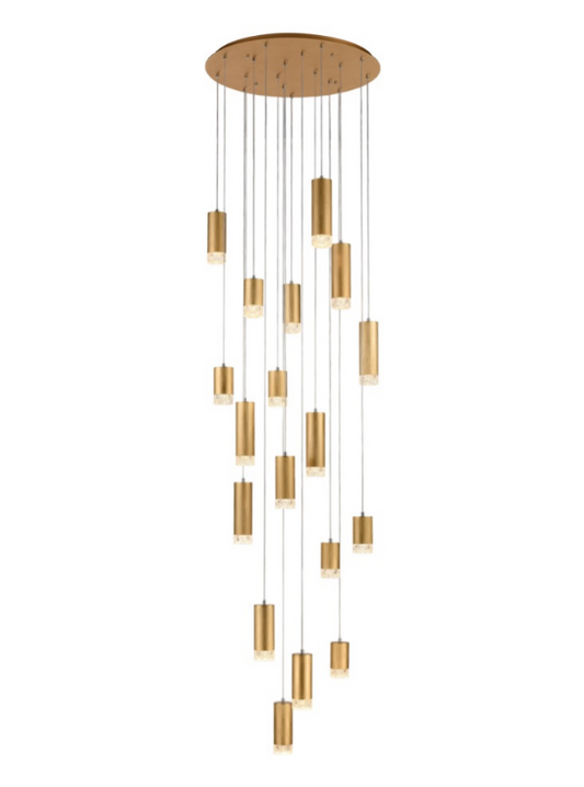 Stepton Brushed Satin Gold & Textured Glass 18 Light Multiple Drop Pendant - ID 10630